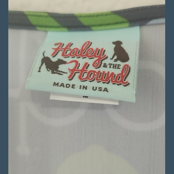 Haley & The Hound Equestrian Print Long Sleeve Dress Sz Medium - Picture 2 of 7